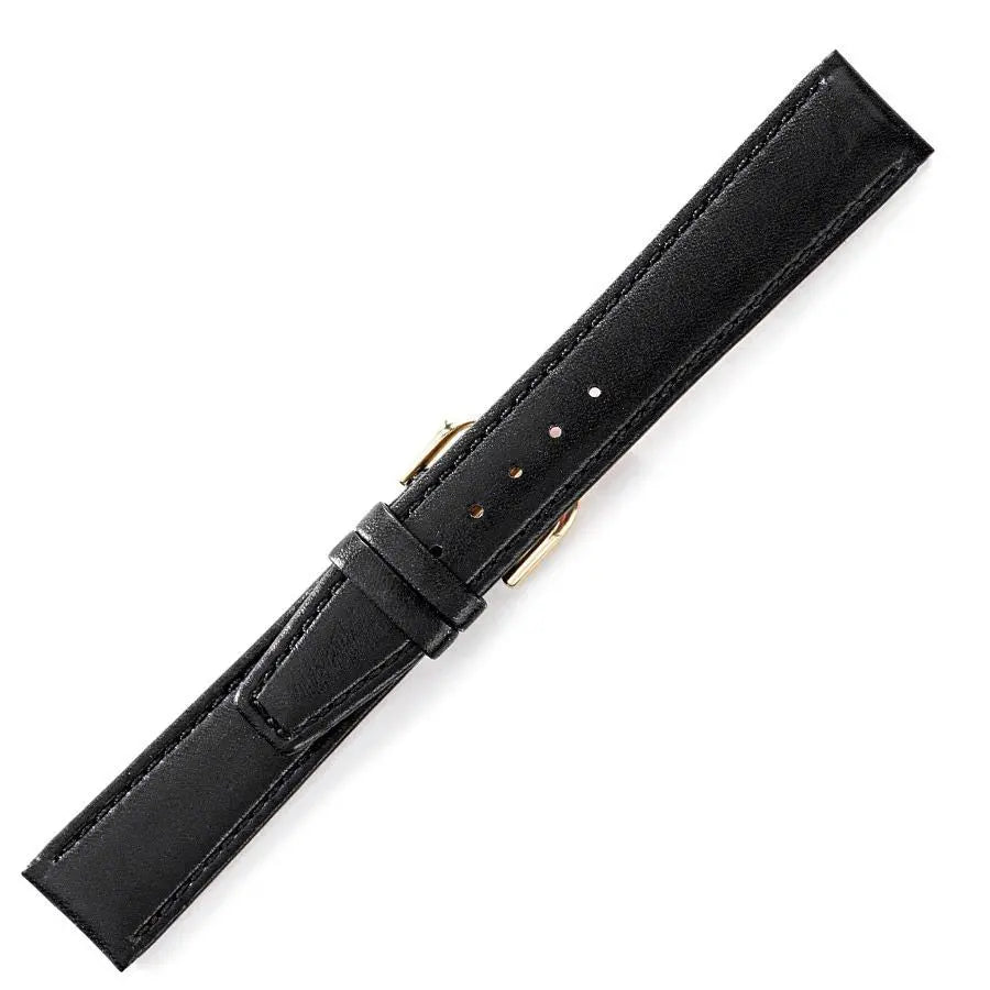 Hirsch 09180-92050 Ayrton Black Leather-Rubber Strap