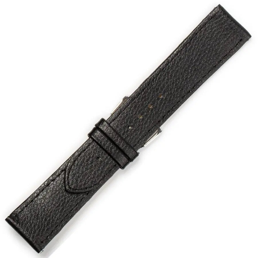 Hirsch 09180-92050 Ayrton Black Leather-Rubber Strap