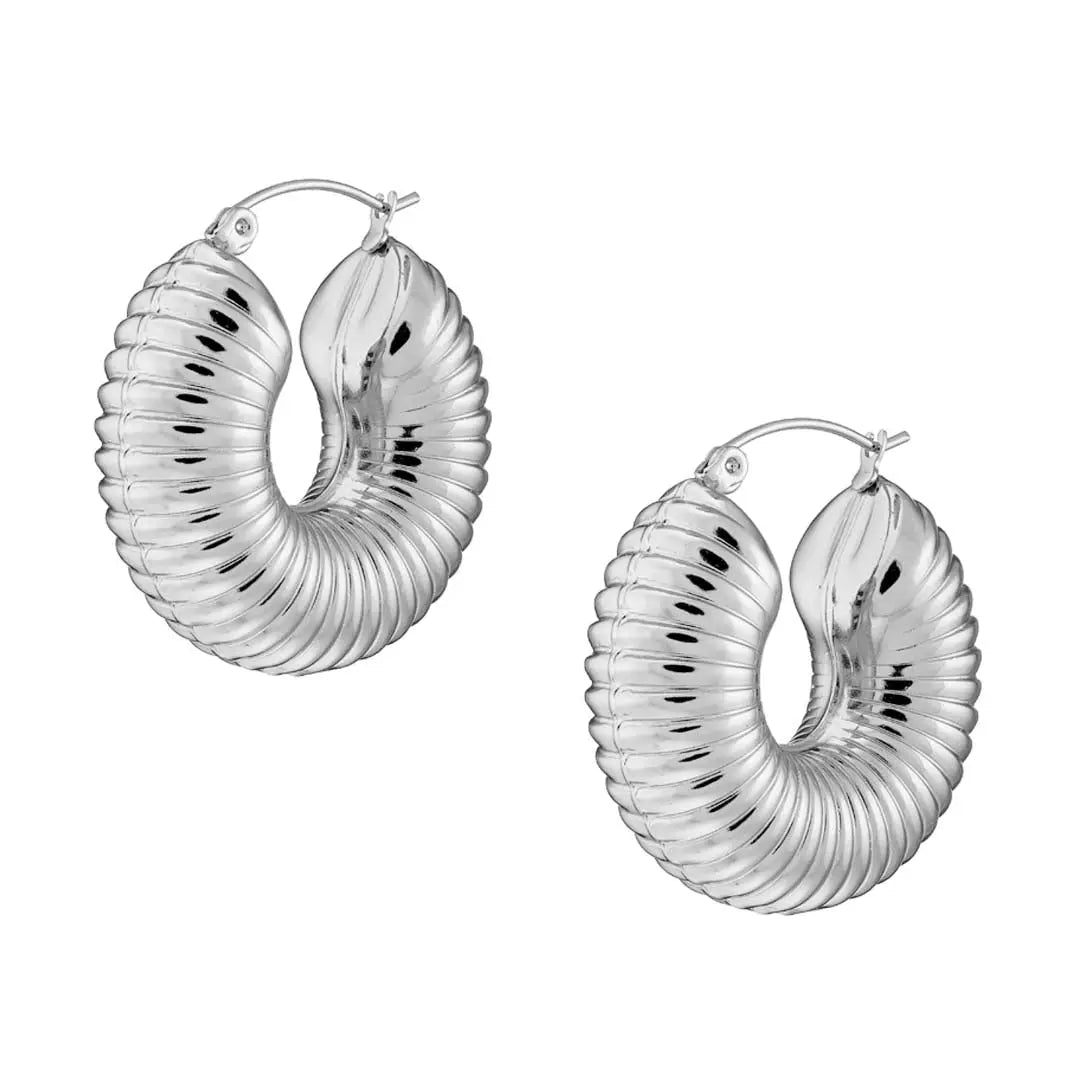 Earrings N02085W Steel Hoops