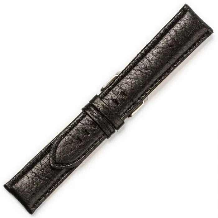 Hirsch 09180-92050 Ayrton Black Leather-Rubber Strap