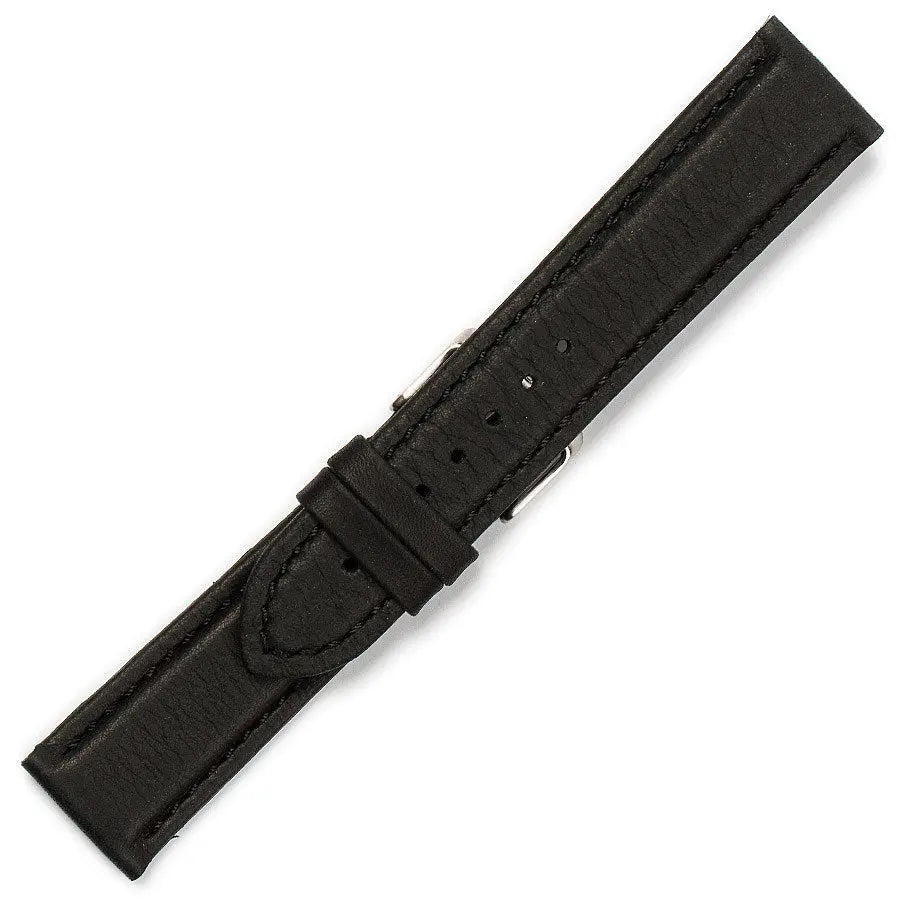 Hirsch 09180-92050 Ayrton Black Leather-Rubber Strap