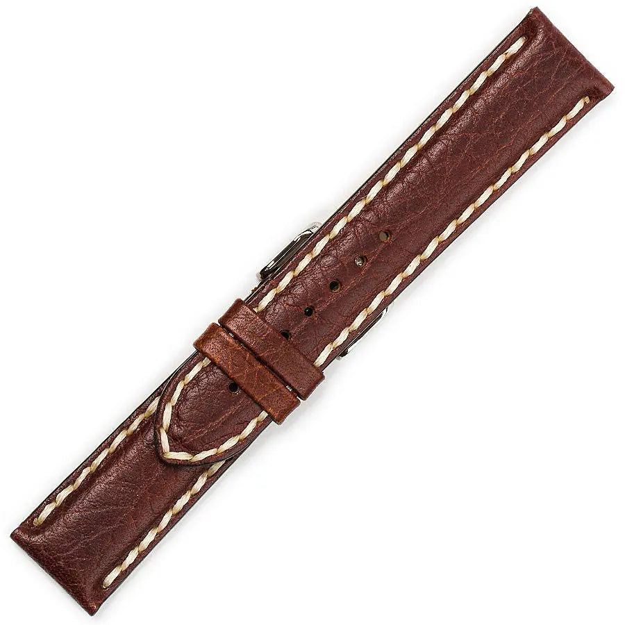 Hirsch 09180-92050 Ayrton Black Leather-Rubber Strap