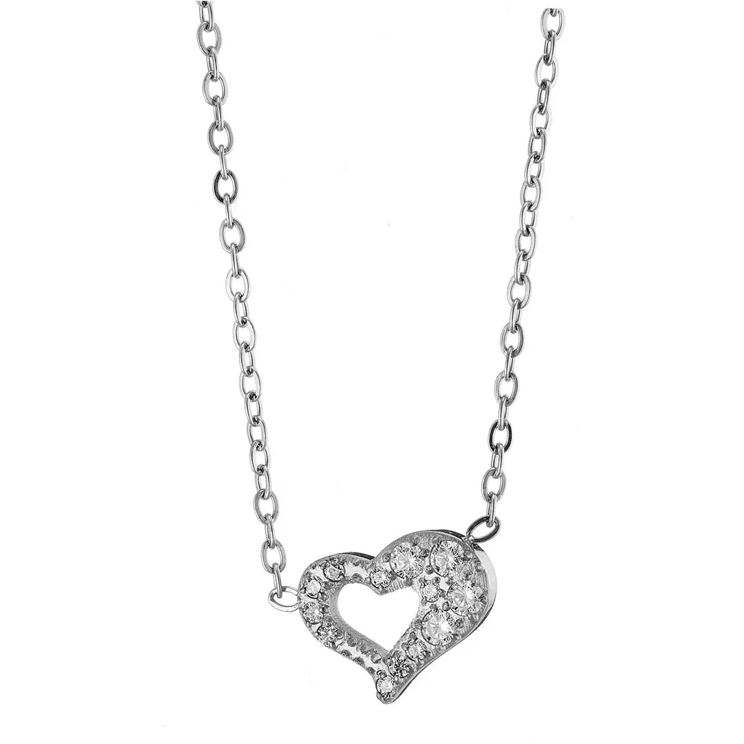 N07139G Gold Plated Steel Necklace with Green Zircon