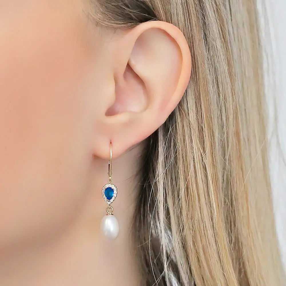 Σκουλαρίκια 112096 Κρεμαστά με Μαργαριτάρια Fresh Water Pearl 8,0×10,0mm 14ct