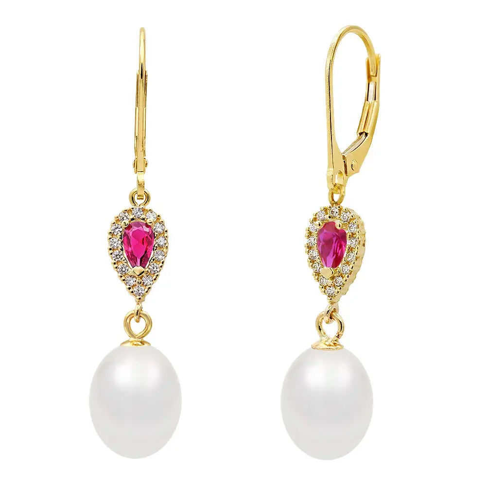 Σκουλαρίκια 112098 Κρεμαστά με Μαργαριτάρια Fresh Water Pearl 8,0×10,0mm 14ct