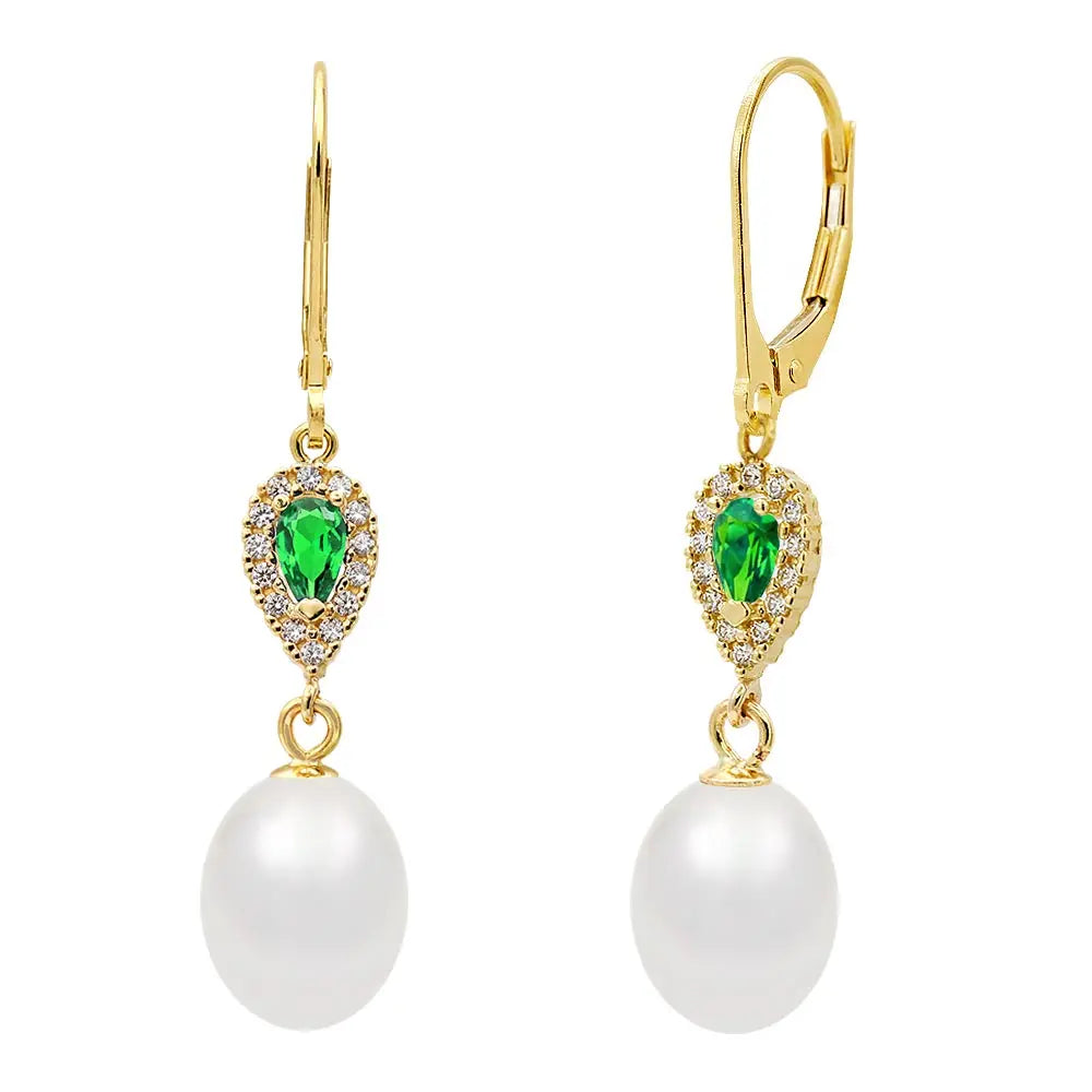 Σκουλαρίκια 112097 Κρεμαστά με Μαργαριτάρια Fresh Water Pearl 8,0×10,0mm 14ct