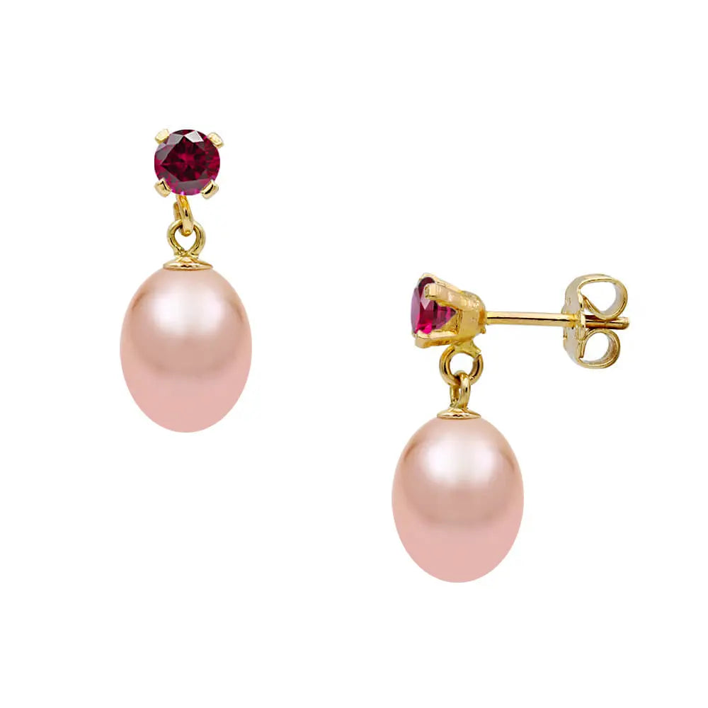 Earrings 110329 with Fresh Water Pearls 7.5-8mm 14ct