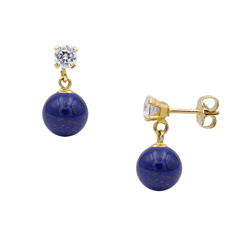 Σκουλαρίκια 112563 με Λάπις 7.0mm 14ct