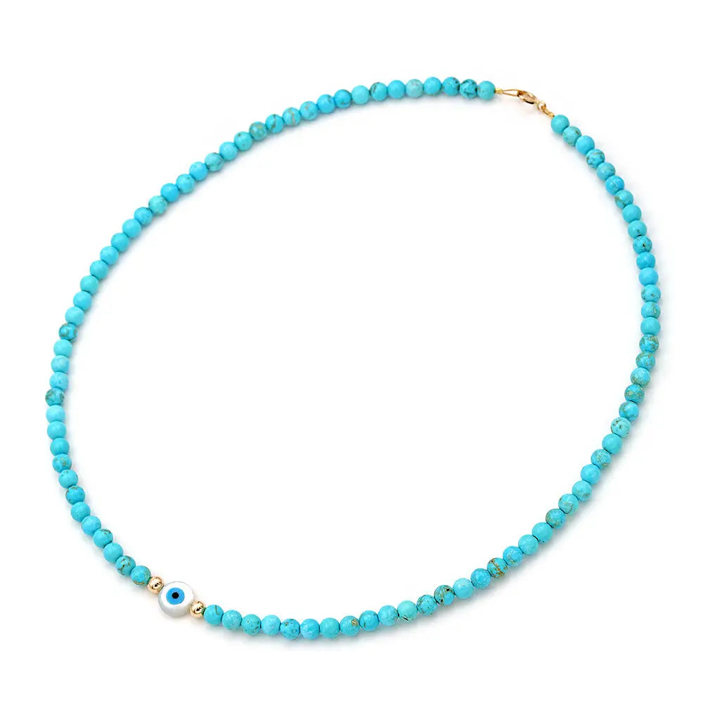 Κολιέ 112621 με Tιρκουάζ 4,0mm 14ct