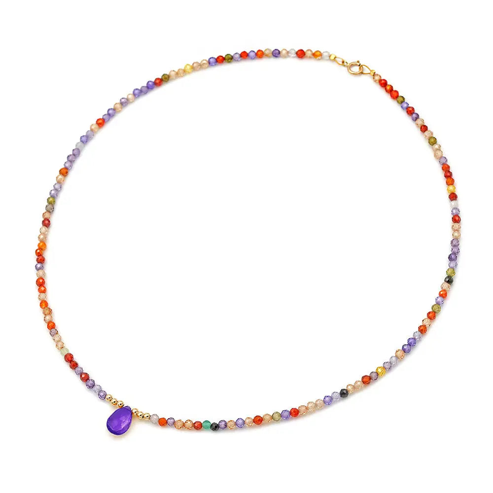 Κολιέ 112665 με Αχάτη και Αμέθυστο 3,0mm 14ct