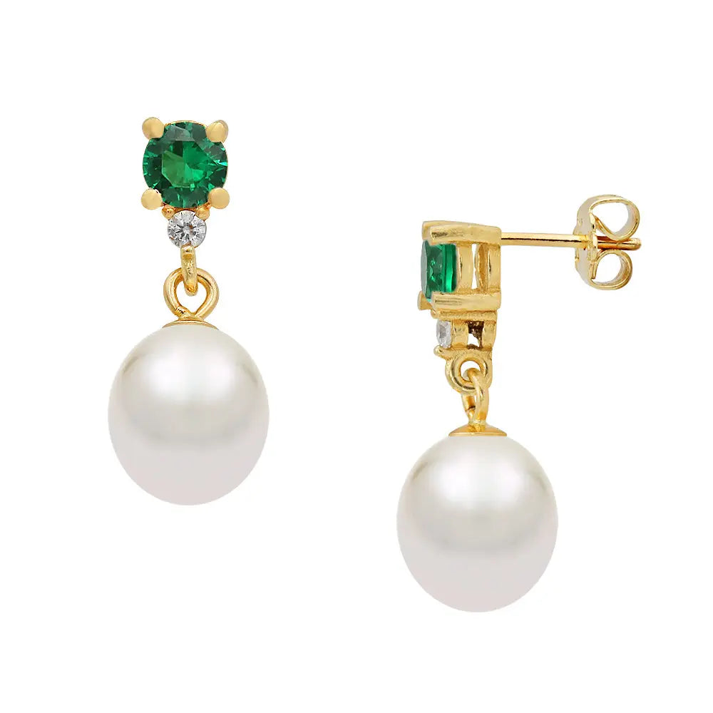 Earrings 110329 with Fresh Water Pearls 7.5-8mm 14ct