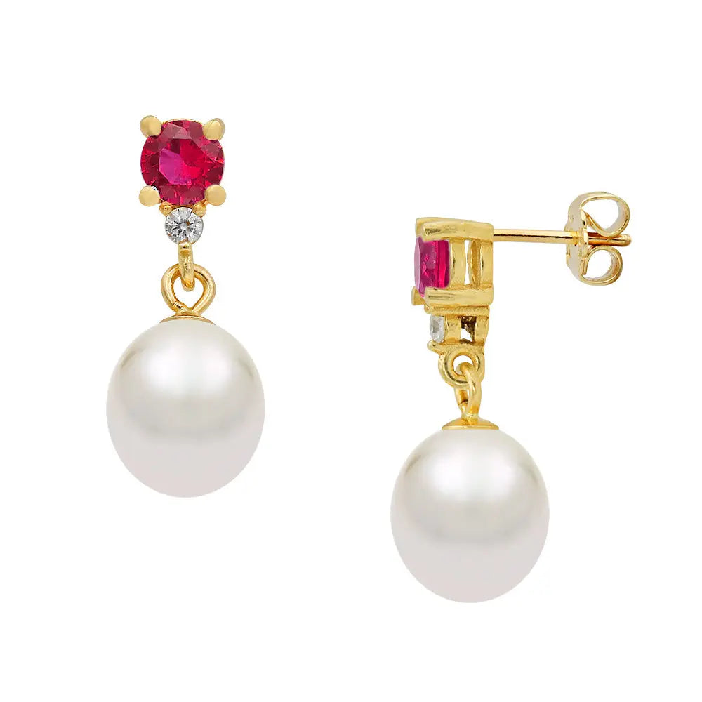 Earrings 110329 with Fresh Water Pearls 7.5-8mm 14ct