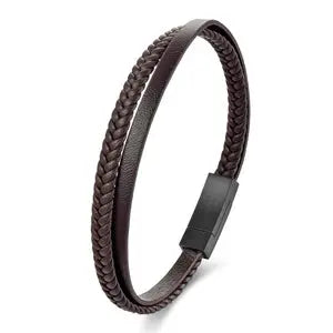 Bracelet N00525 Men's Leather and Stainless Steel