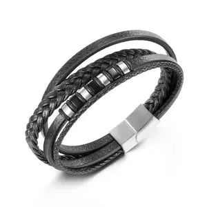 Bracelet N00525 Men's Leather and Stainless Steel
