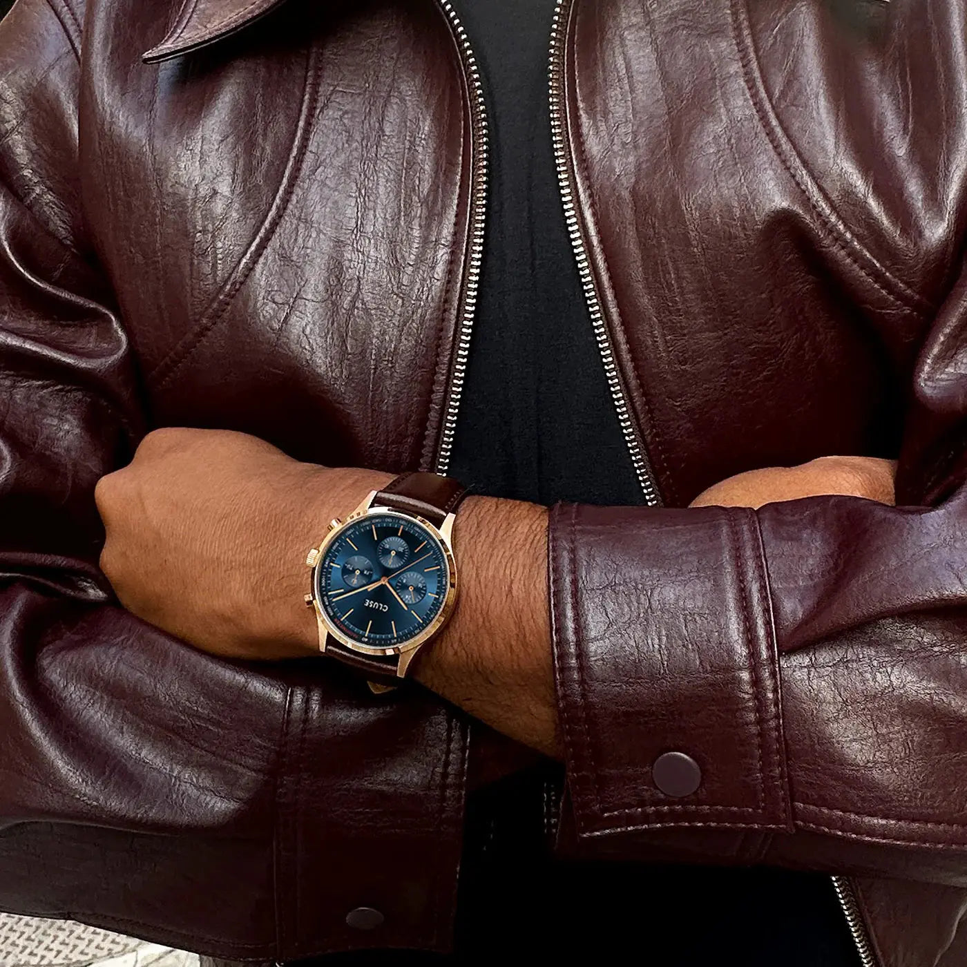 Cluse CW21009 Anthéor Multifunction Brown Leather Strap
