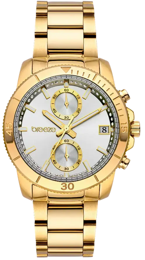 BREEZE 212391.2 Sparkly Chronograph Gold Stainless Steel Bracelet Breeze