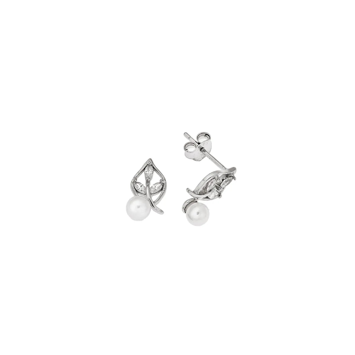 SC270-1W Stud Earrings in Platinum Plated Silver