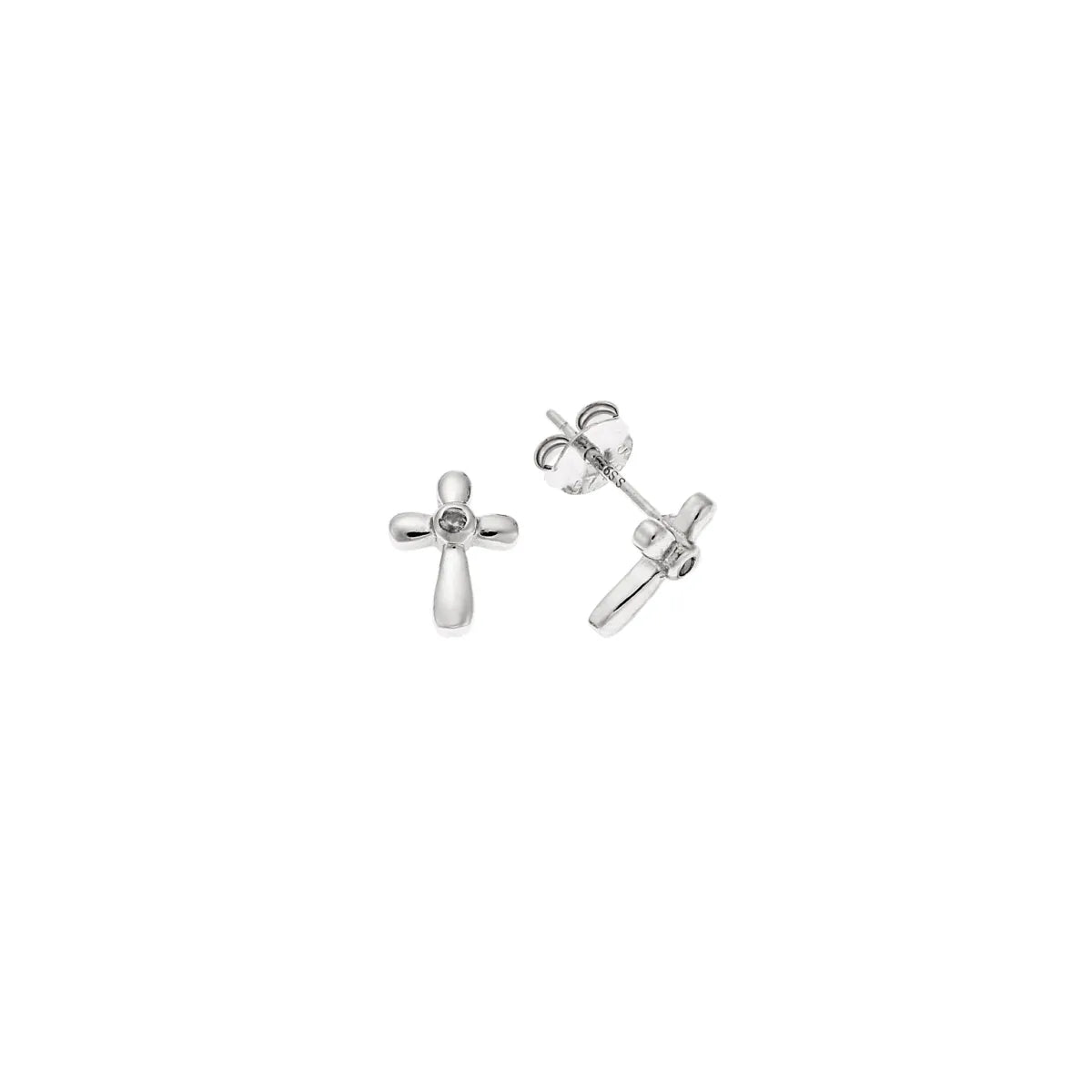 SC270-1W Stud Earrings in Platinum Plated Silver