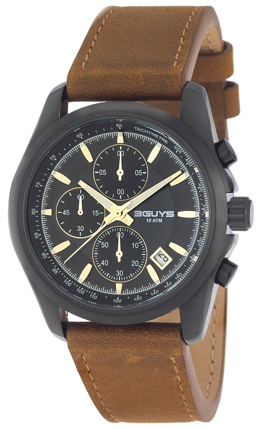 3GUYS 3G23906 Chronograph Brown Leather Strap