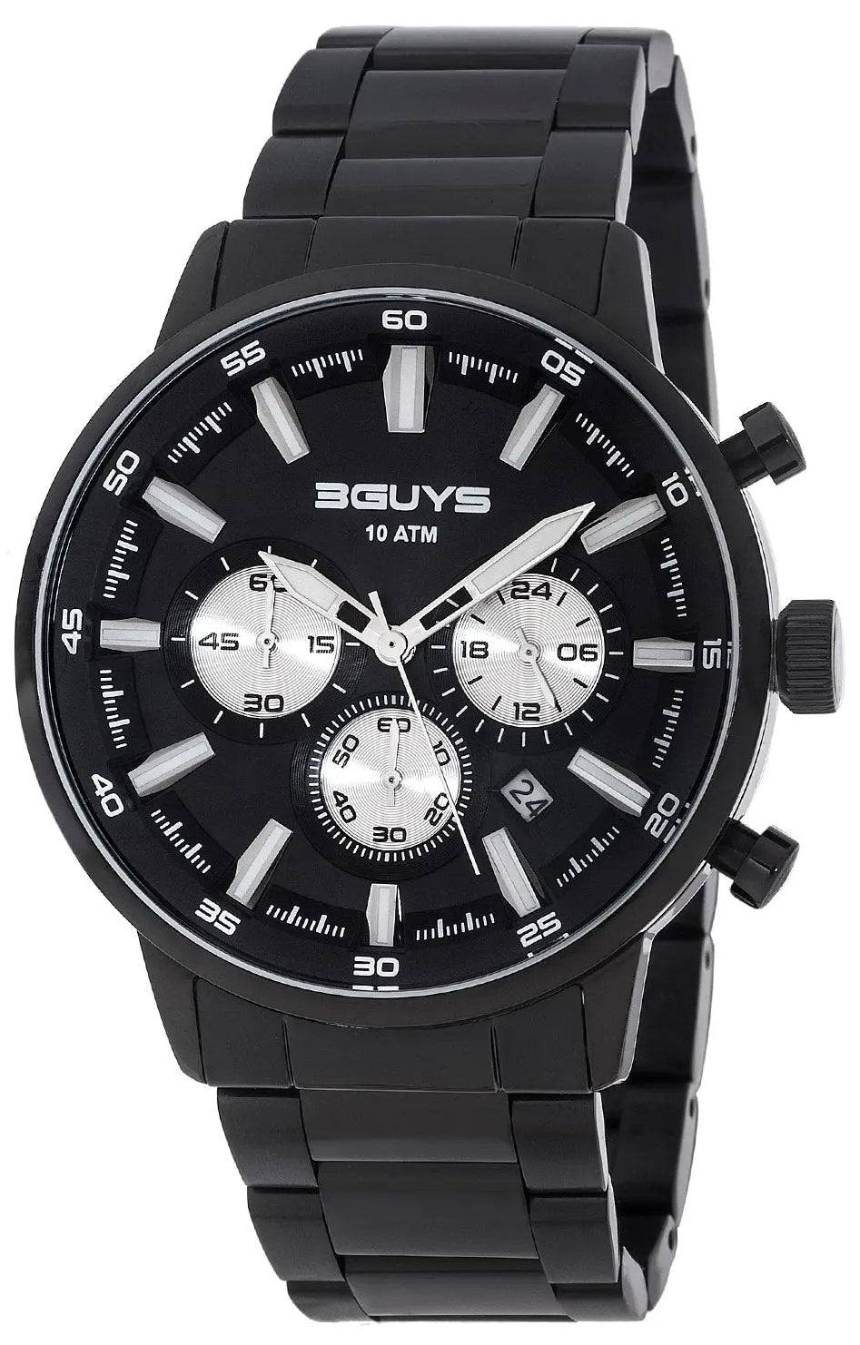 3GUYS 3G27001 Chronograph Black Stainless Steel Bracelet
