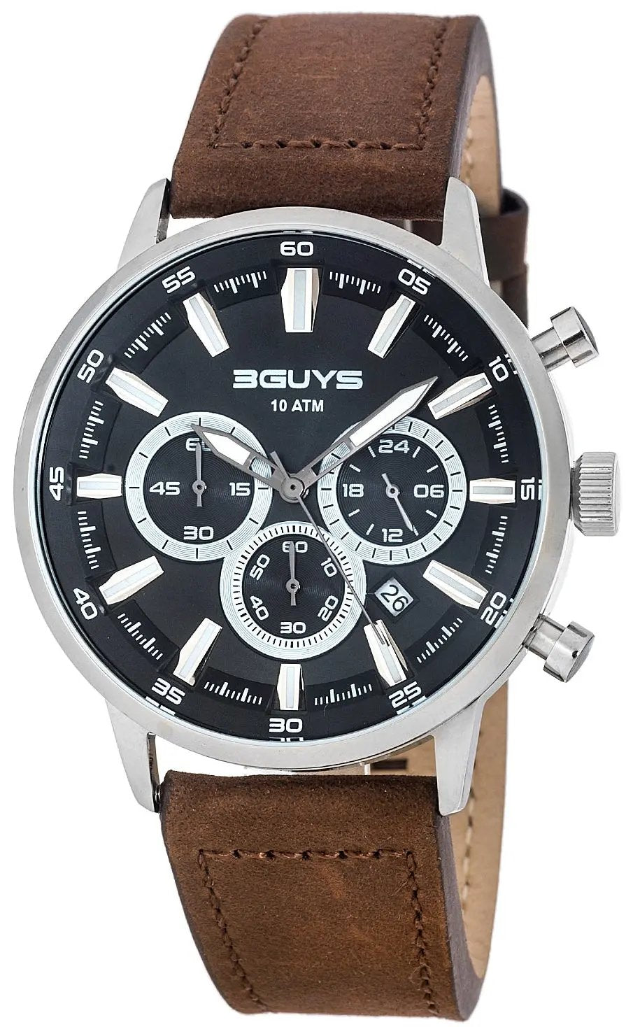 3GUYS 3G27023 Chronograph Brown Leather Strap
