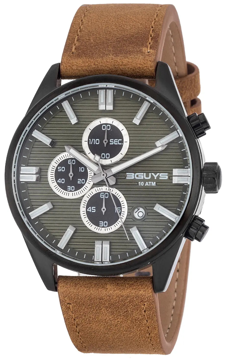 3GUYS 3G28003 Chronograph Brown Leather Strap