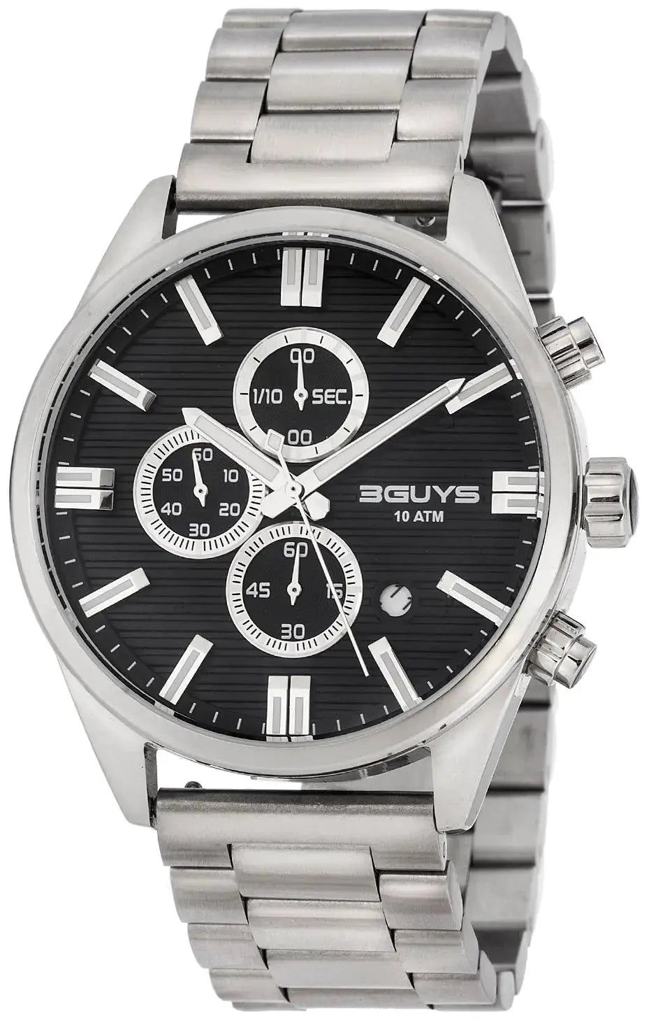 3GUYS 3G28022 Chronograph Silver Stainless Steel Bracelet 3Guys