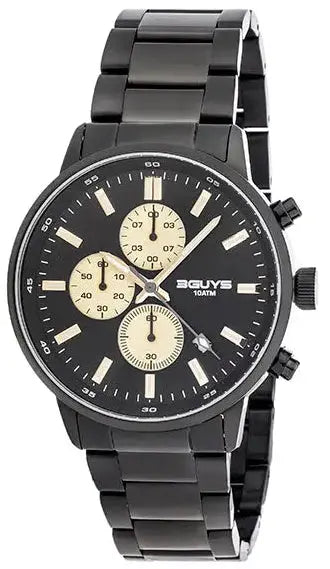 3GUYS 3G29005 Chronograph Black Stainless Steel Bracelet 3Guys