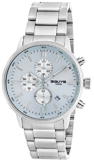 3GUYS 3G29006 Chronograph Silver Stainless Steel Bracelet