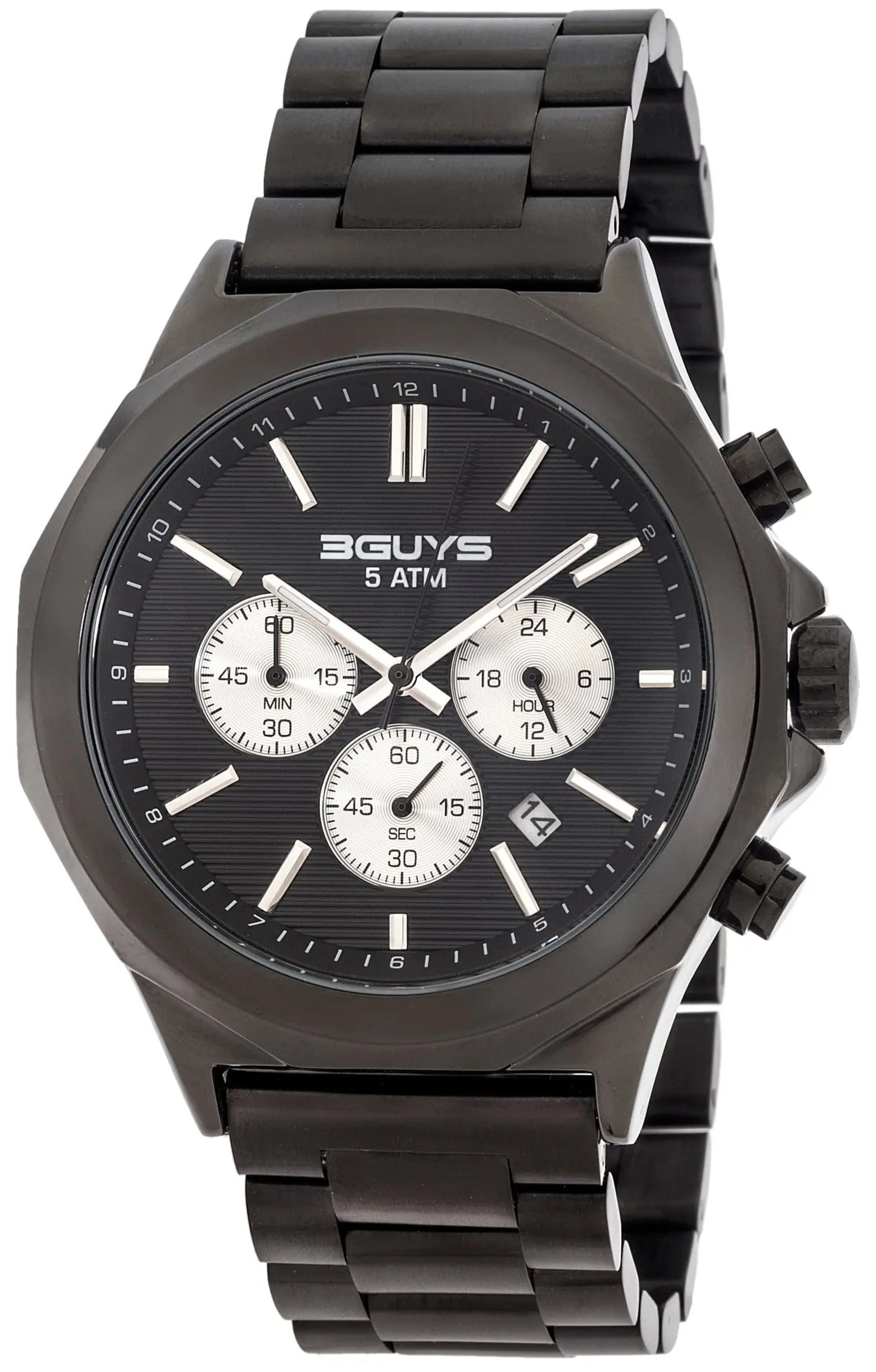 3GUYS 3G40022 Chronograph Black Stainless Steel Bracelet
