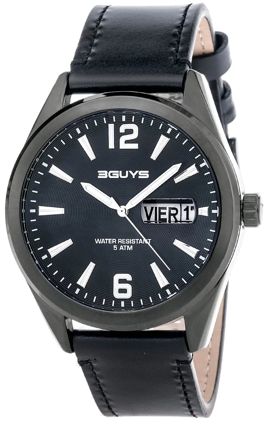 3GUYS 3G76002 Black Leather Strap