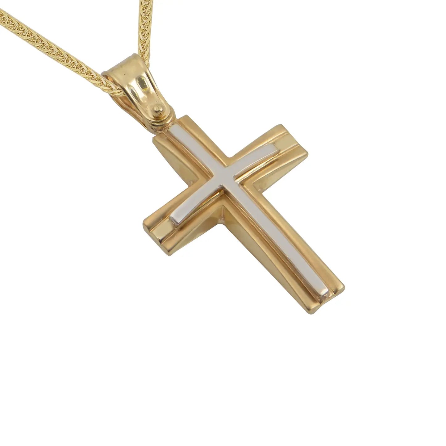 Βαφτιστικός Σταυρός STA424 Διπλής Όψης Χρυσός 14ct