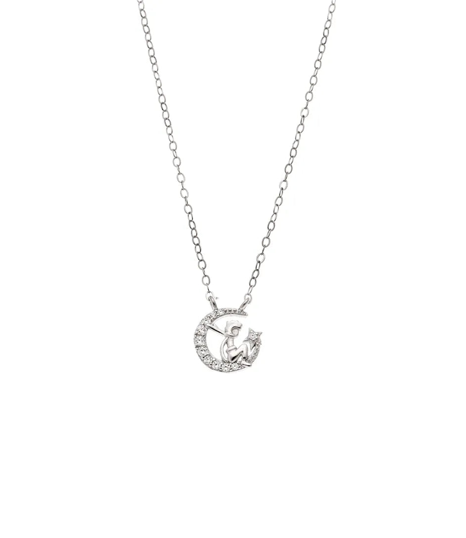 GM220W Zircon Heart Necklace In Platinum Plated Silver