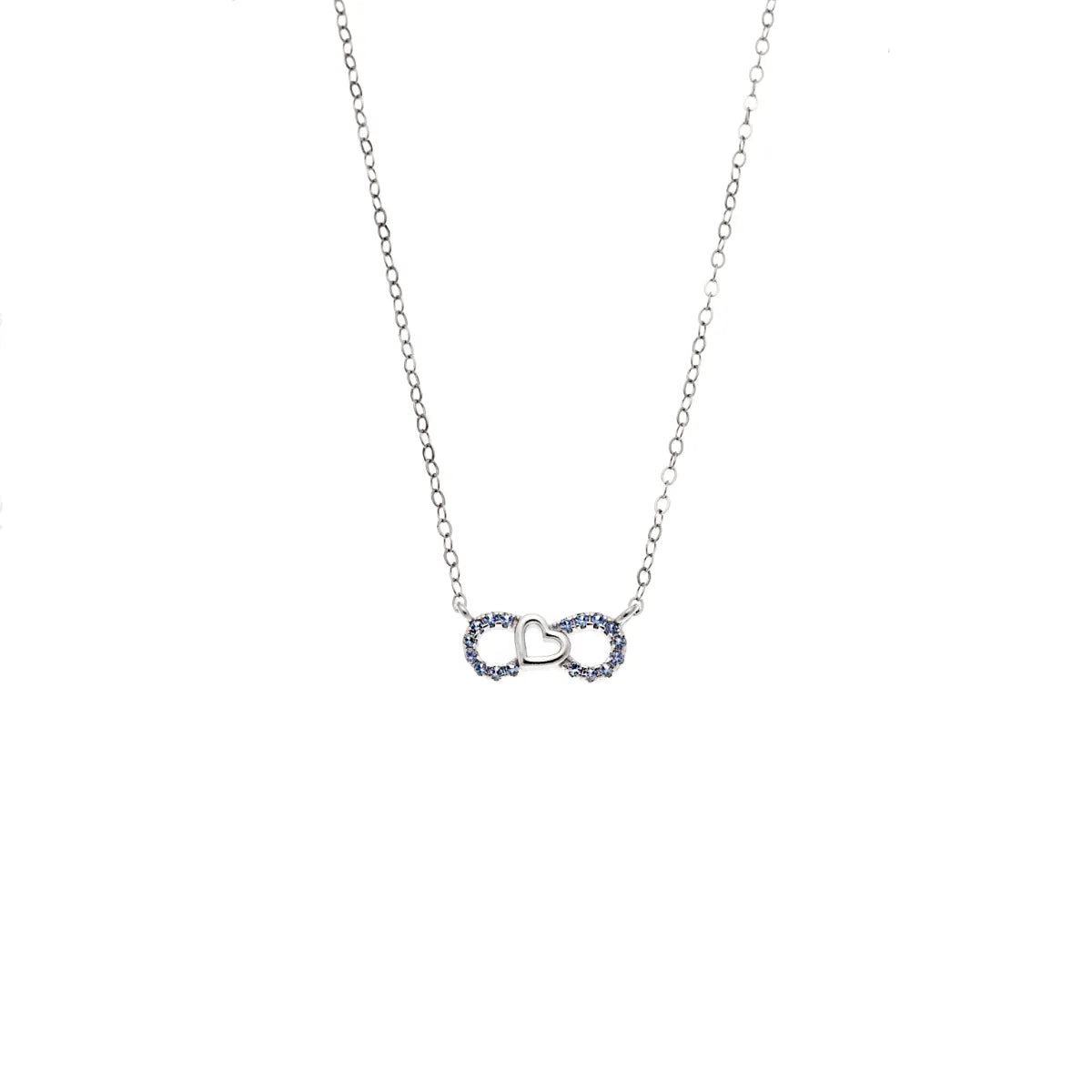 GM220W Zircon Heart Necklace In Platinum Plated Silver