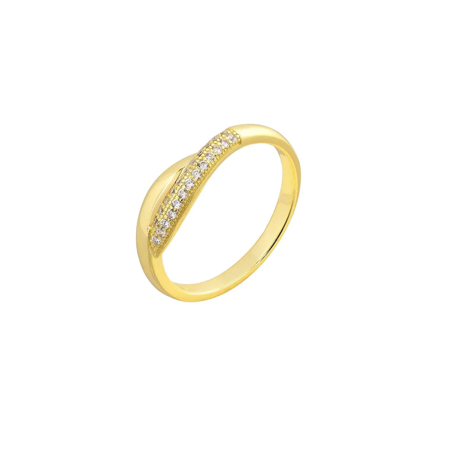 Ring RG001-3E Gold Plated Silver with Green Zircons