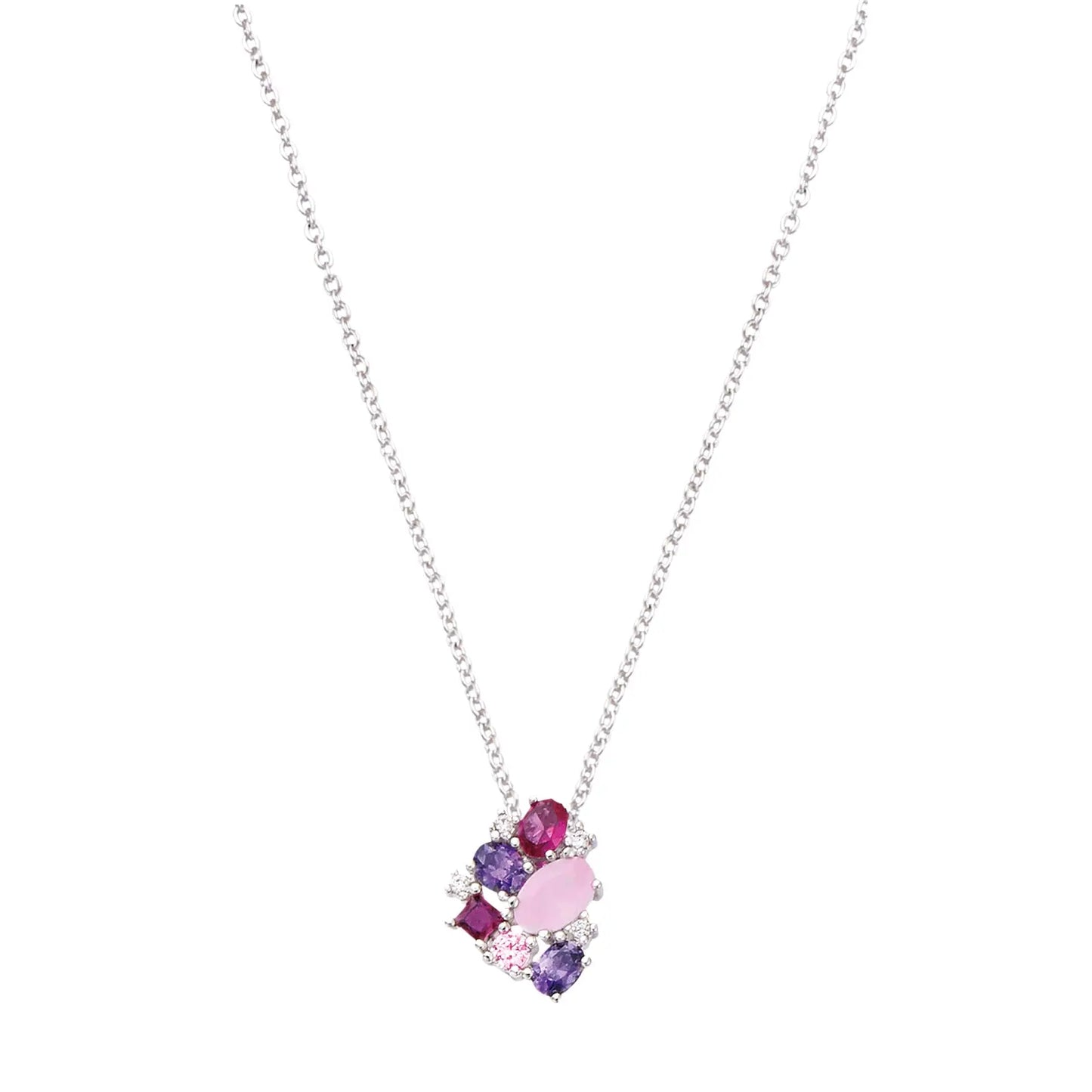 Go Mademoiselle 600060 Leaf Necklace in Platinum Plated Silver