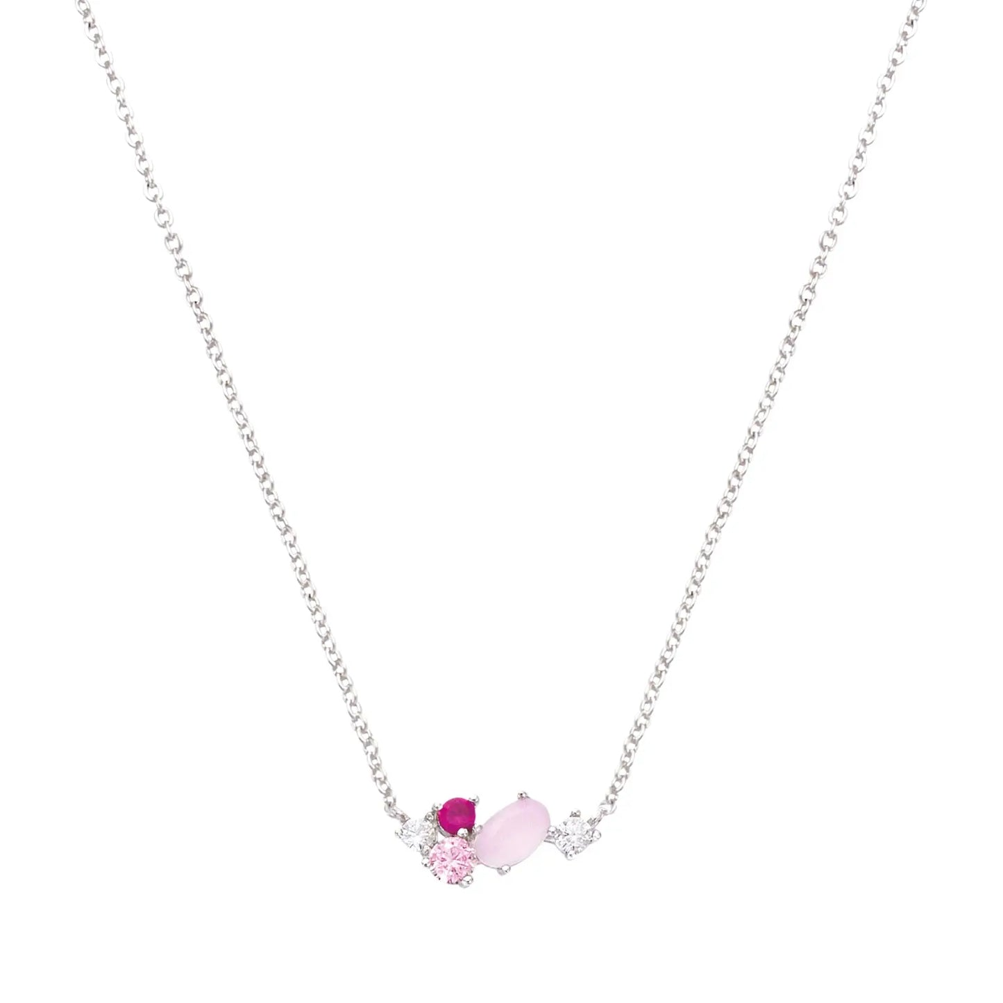 Go Mademoiselle 600060 Leaf Necklace in Platinum Plated Silver