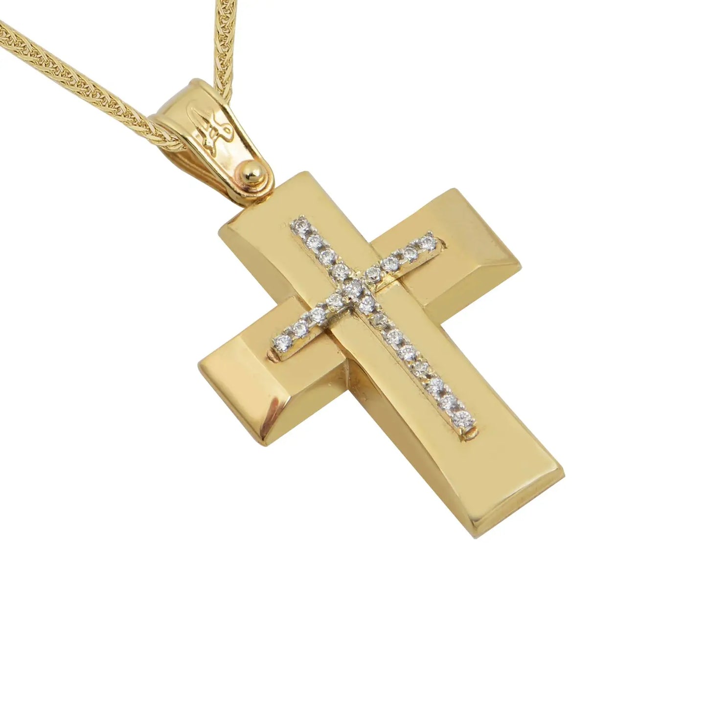 Σταυρός STA612 Βαφτιστικός Χρυσός 14ct με Ζιργκόν