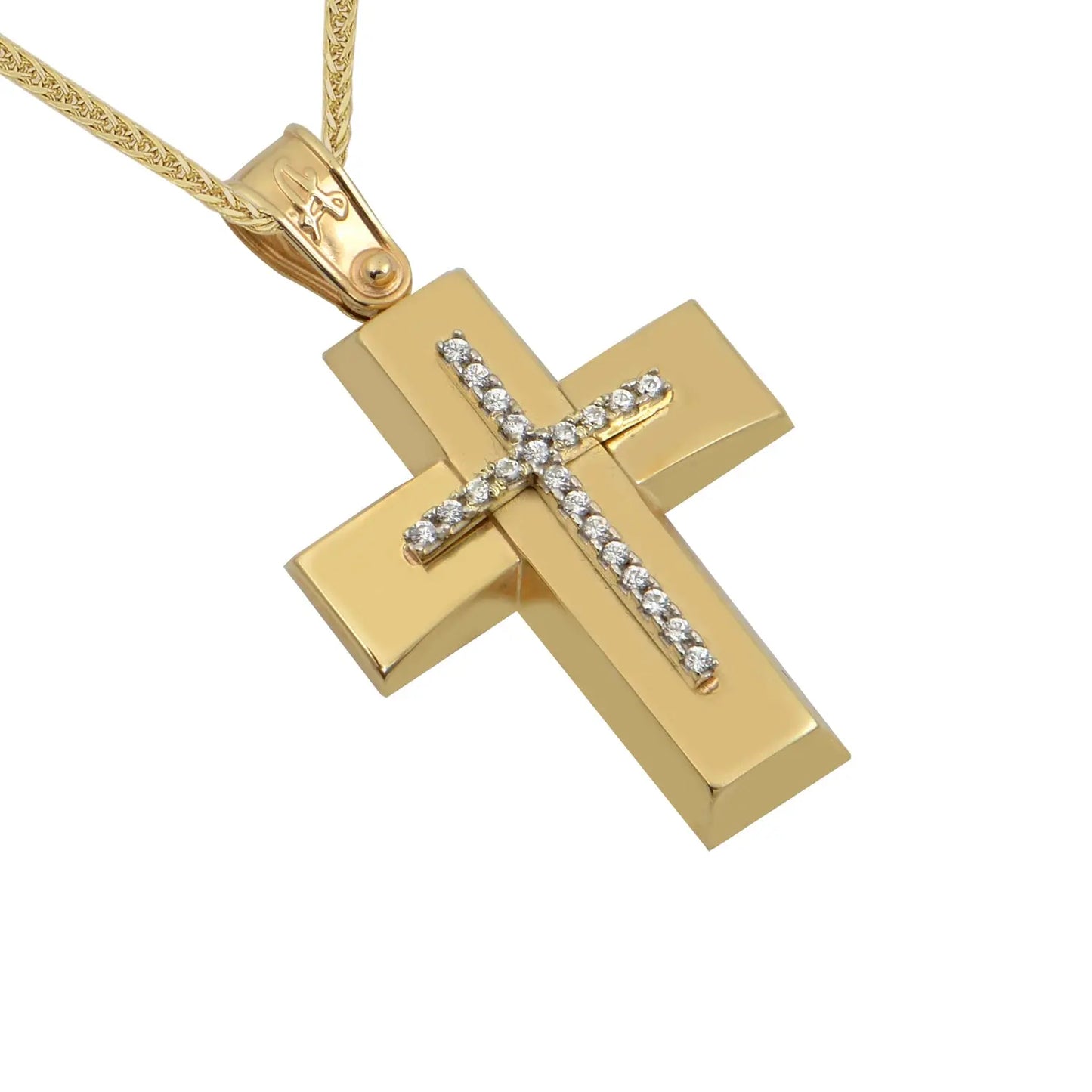 Σταυρός STA616 Βαφτιστικός Χρυσός 14ct με Ζιργκόν