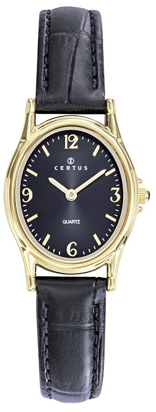 Certus 646624 Black Leather Strap - Κοσμηματοπωλείο Goldy