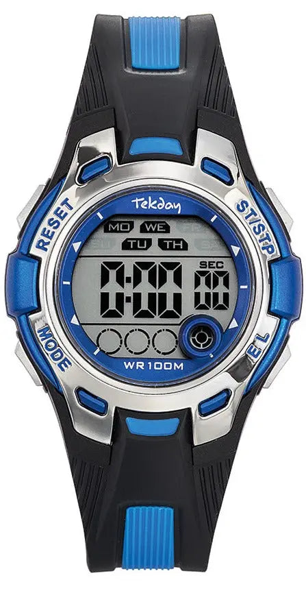 TEKDAY 653921 Digital Black Rubber Strap