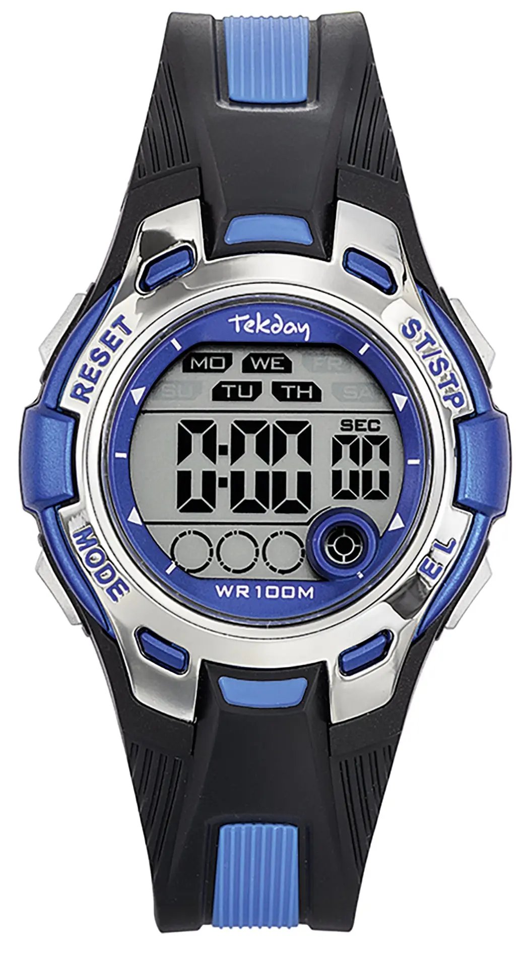 TEKDAY 653921 Digital Black Rubber Strap Tekday