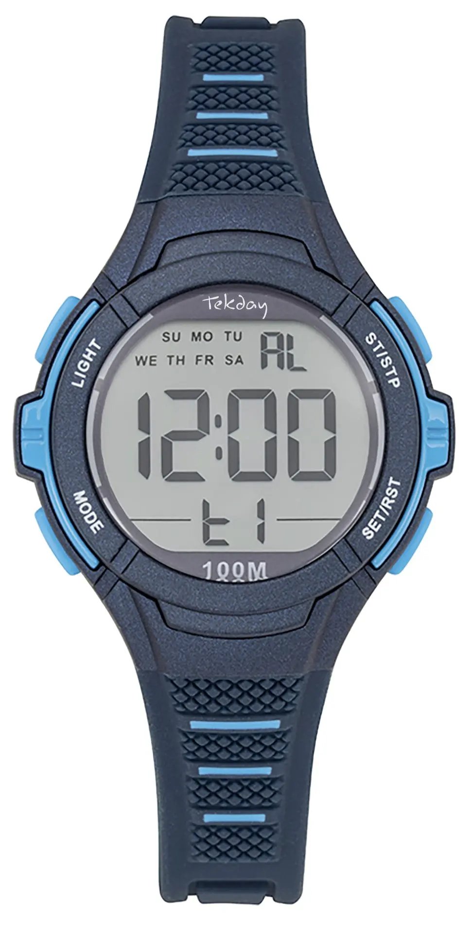 TEKDAY 654661 Digital Blue Rubber Strap