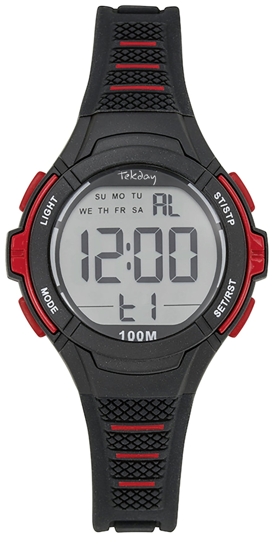 TEKDAY 654662 Digital Black Rubber Strap Tekday