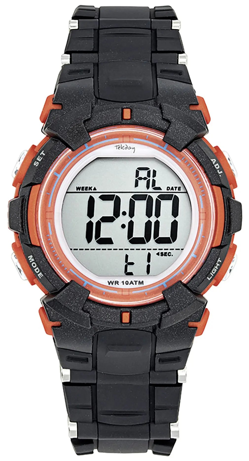 TEKDAY 654784 Digital Black Silicone Strap