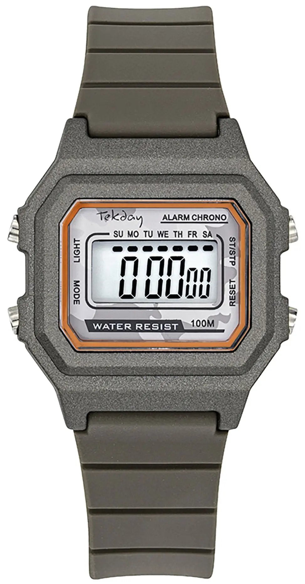 TEKDAY 654808 Digital Brown Rubber Strap