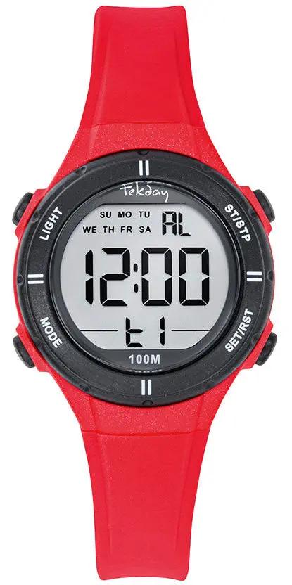 TEKDAY 654818 Digital Red Silicone Strap