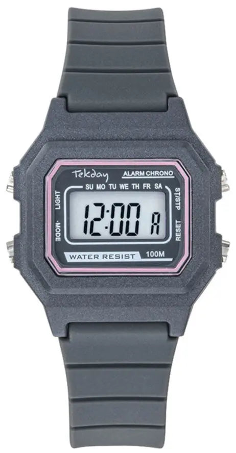 TEKDAY 654834 Digital Grey Rubber Strap