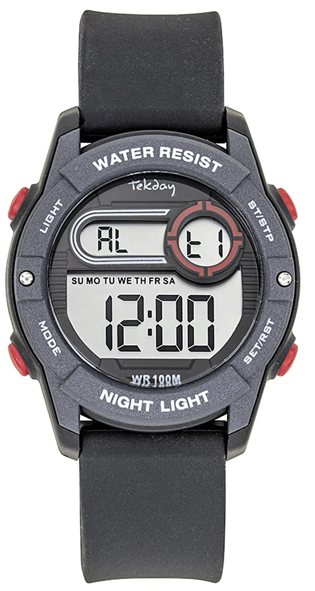 TEKDAY 654910 Digital Black Silicone Strap