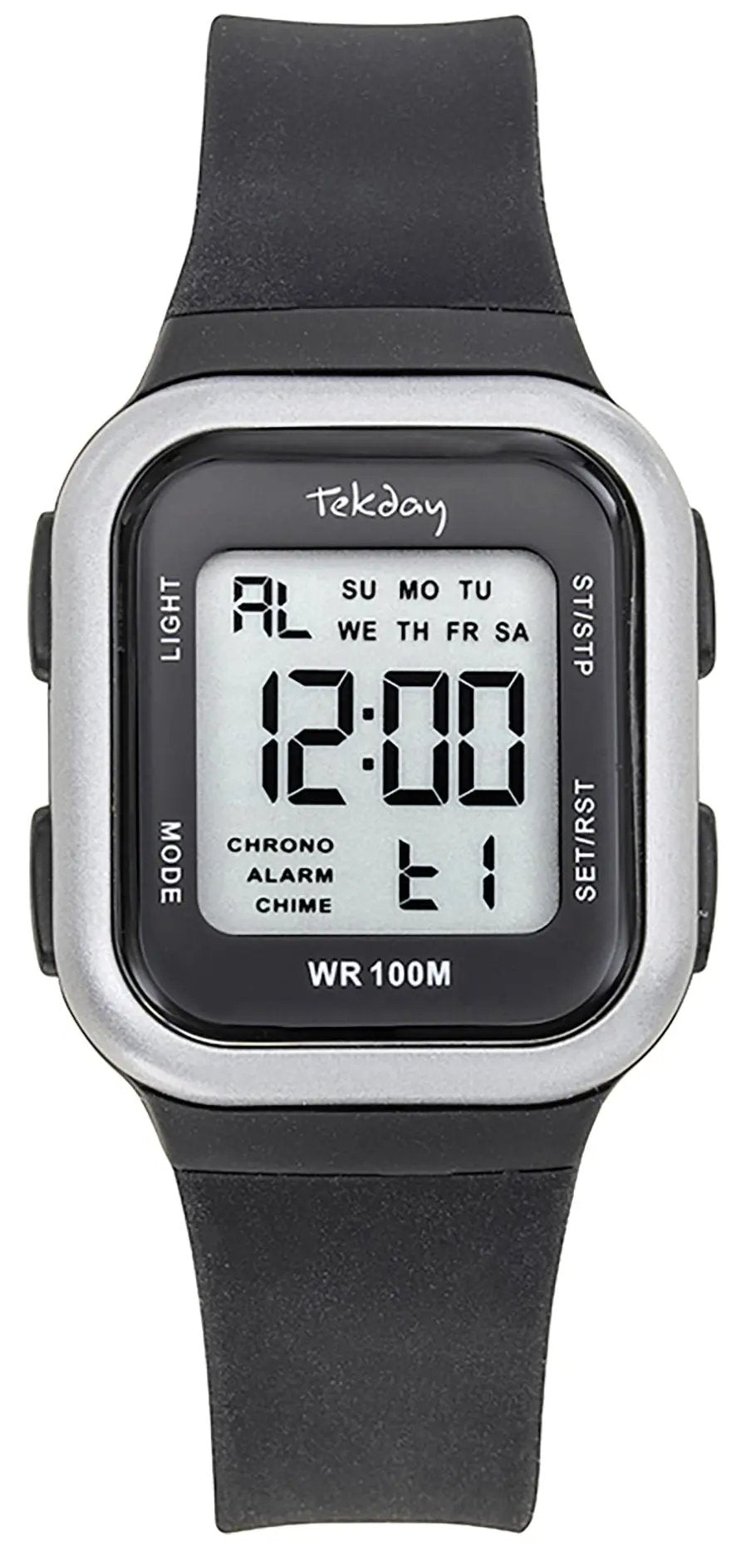 TEKDAY 654914 Digital Black Silicone Strap